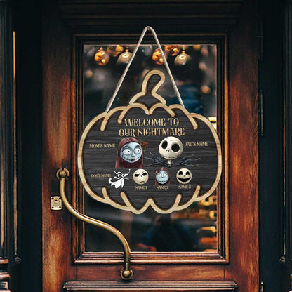 Welcome To Our Nightmare - Personalized Halloween Wood Sign