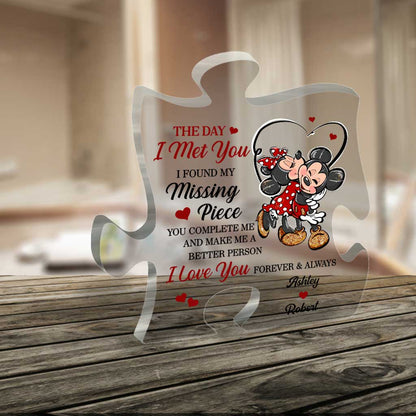 The Day I Met You - Personalized Couple Mouse Custom Shaped Acrylic Plaque