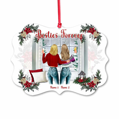 Besties Forever - Personalized Christmas Bestie Ornament (Printed On Both Sides)