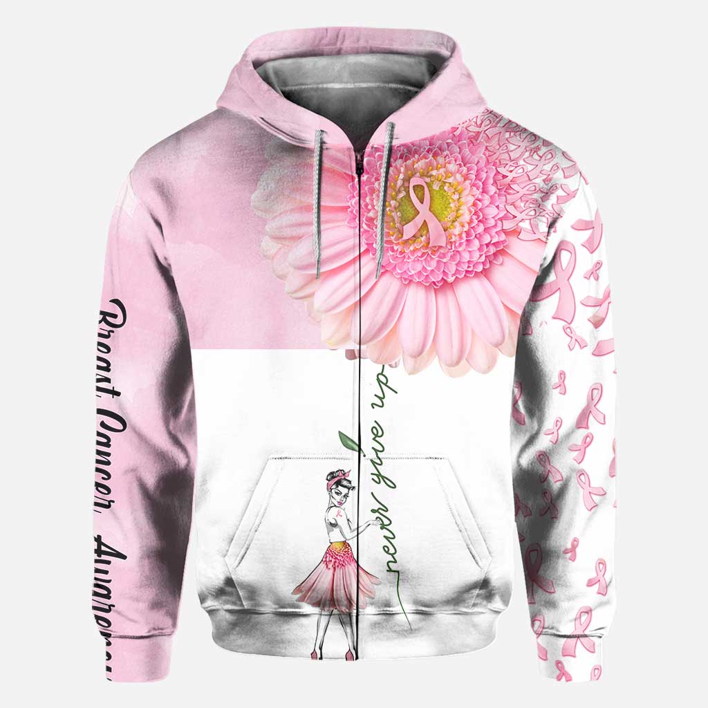 Never Give Up Breast Cancer Awareness All Over T-shirt and Hoodie
