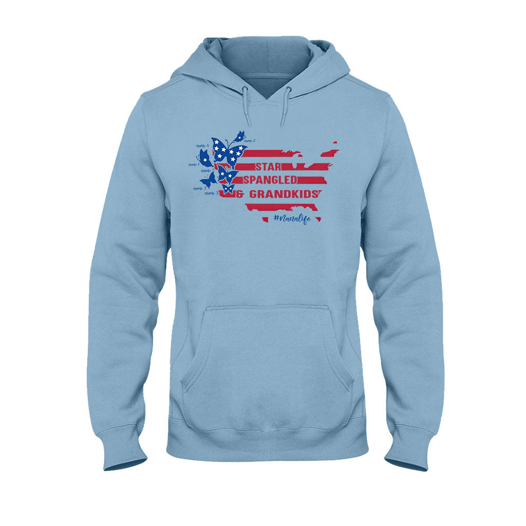 Star Spangled And Grandkids Patriotic - Personalized Independence Day Grandma T-shirt and Hoodie