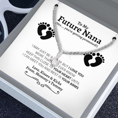 First Time New Grandma Promoted To Grandma Pregnancy Reveal Gift - Grandma Petite Ribbon Necklace 0921