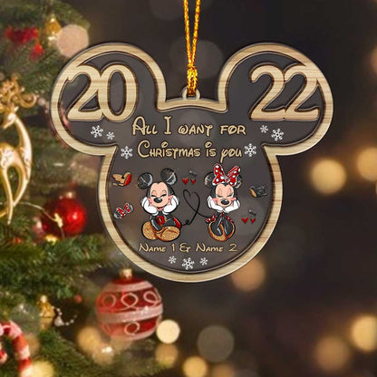 All I Want For Christmas - Personalized Christmas Mouse Layers Mix Ornament