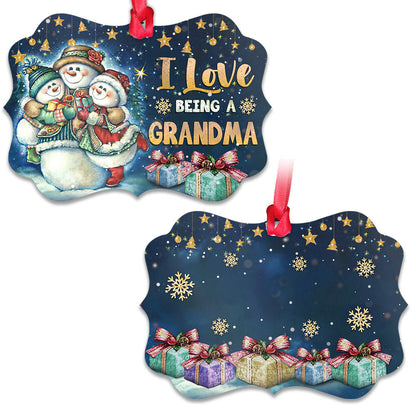 Grandma Snowman I Love Being A Grandma - Personalized Grandma Ornament (Printed On Both Sides) 1022