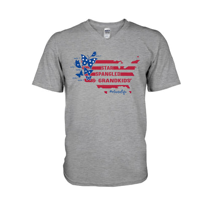 Star Spangled And Grandkids Patriotic - Personalized Independence Day Grandma T-shirt and Hoodie