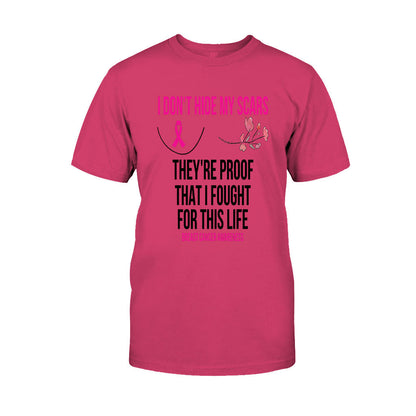 I Don't Hide My Scars - Breast Cancer Awareness T-shirt and Hoodie 102021