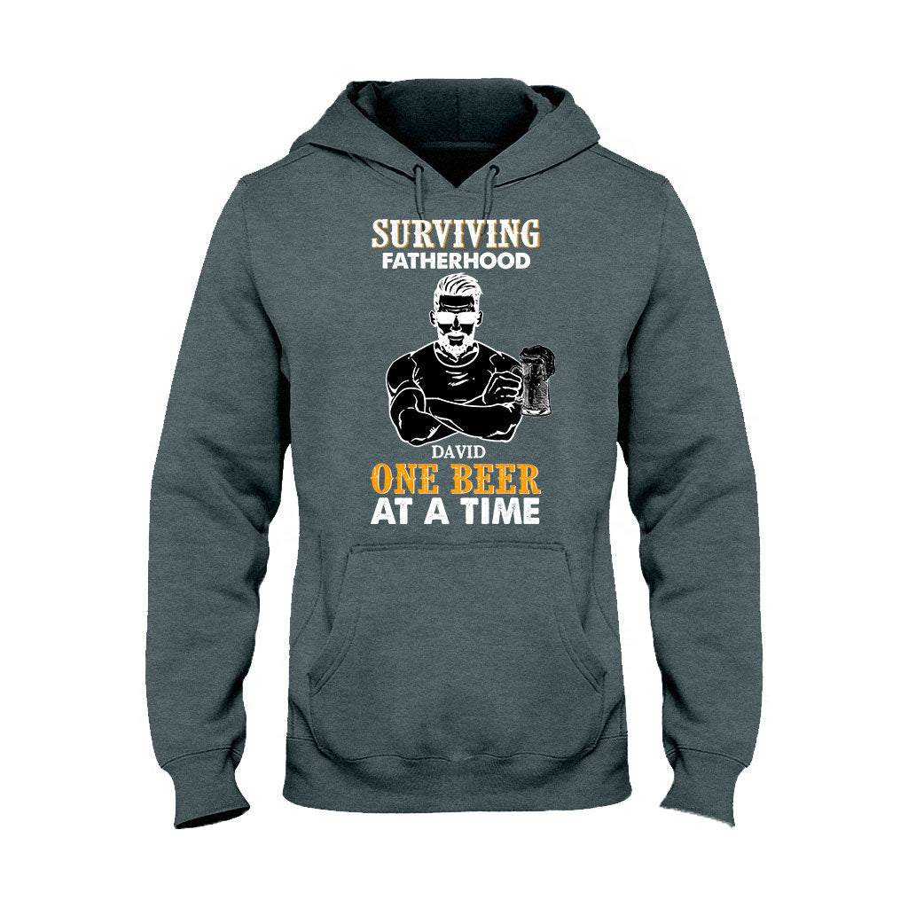 Surviving Fatherhood One Beer At A Time - Personalized Father's Day T-shirt and Hoodie