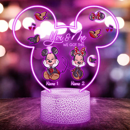 You And Me We Got This - Personalized Couple Mouse Shaped Plaque Light Base