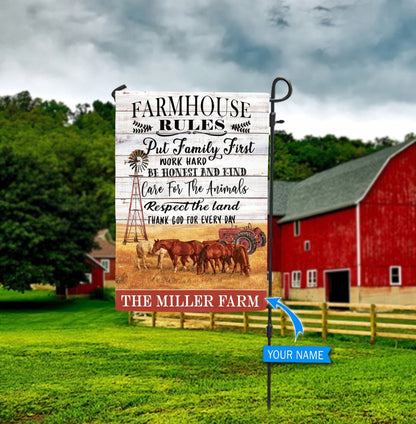 Farmhouse Rule Personalized Horse Garden Flag 0523