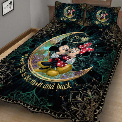 I Love You To The Moon And Back - Personalized Mouse Quilt Set