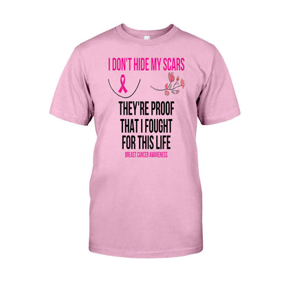 I Don't Hide My Scars - Breast Cancer Awareness T-shirt and Hoodie 102021