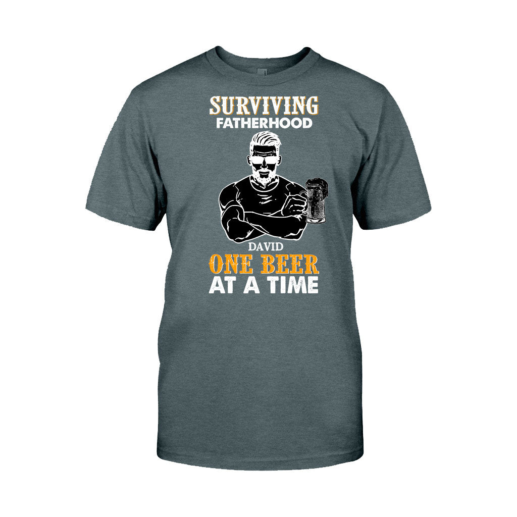 Surviving Fatherhood One Beer At A Time - Personalized Father's Day T-shirt and Hoodie