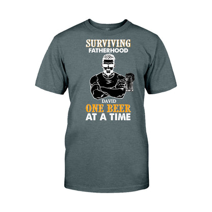 Surviving Fatherhood One Beer At A Time - Personalized Father's Day T-shirt and Hoodie