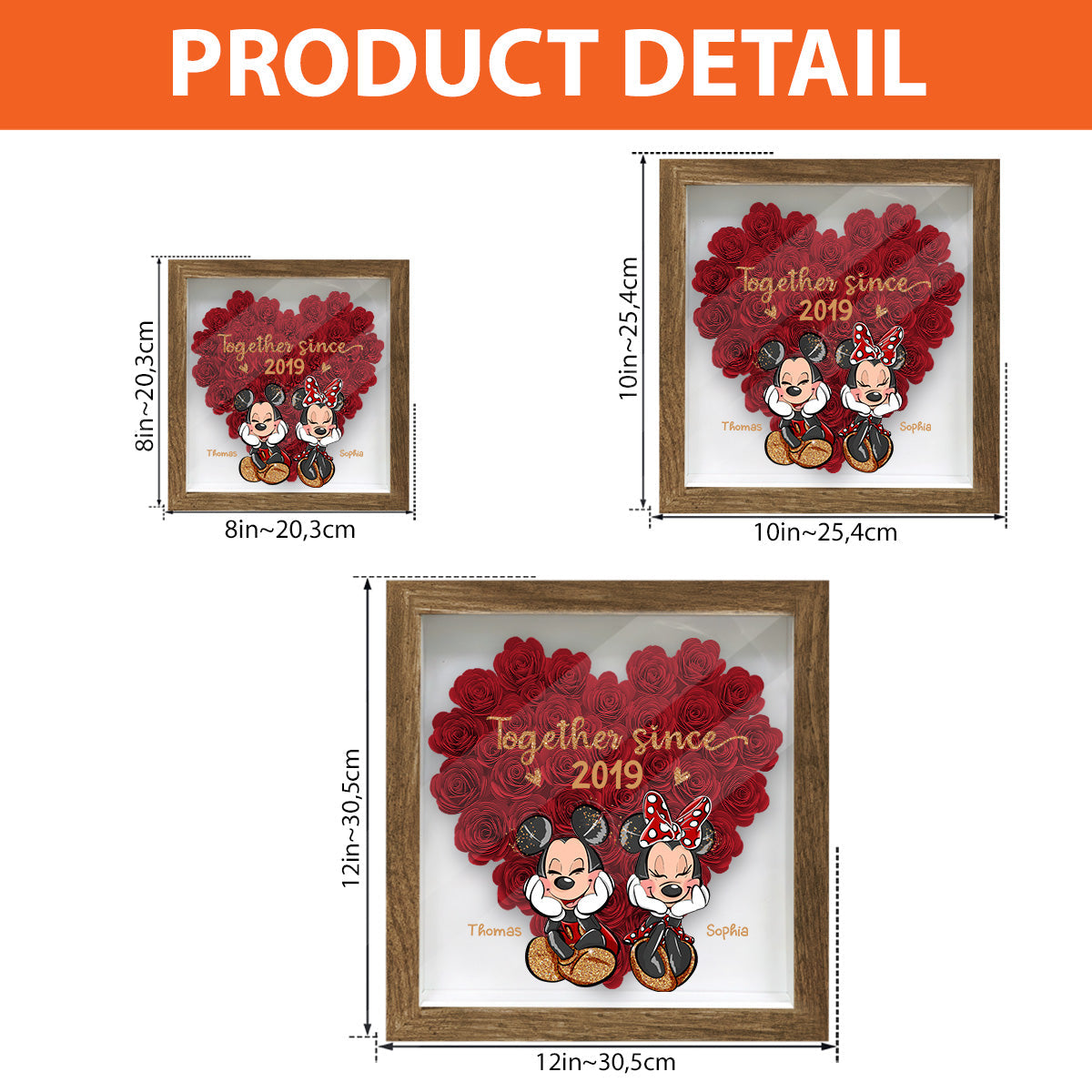 Together Sine - Personalized Mouse Flower Shadow Box