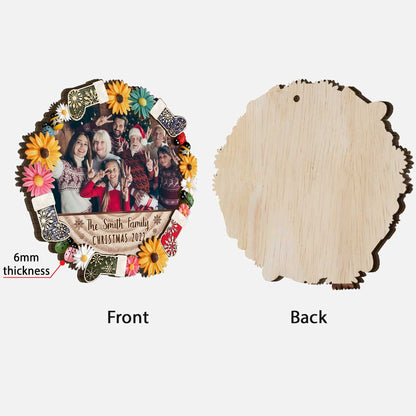 Family Snowflakes Flowers - Personalized Christmas Family Layered Wood Ornament