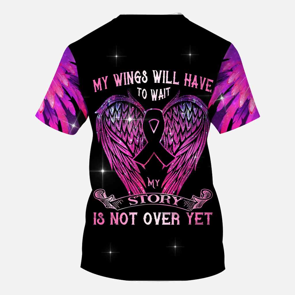 My Wings Will Have To Wait - Personalized Breast Cancer Awareness All Over T-shirt and Hoodie