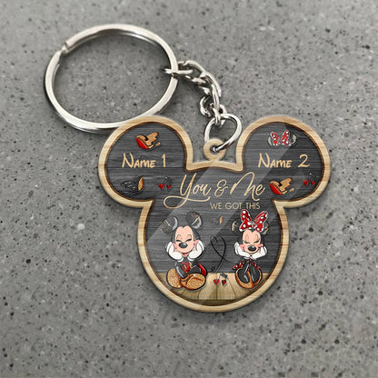 You And Me - Personalized Couple Mouse Keychain (Printed On Both Sides)