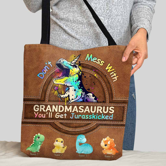 Don't Mess With Grandmasaurus - Personalized Mother's Day Tote Bag