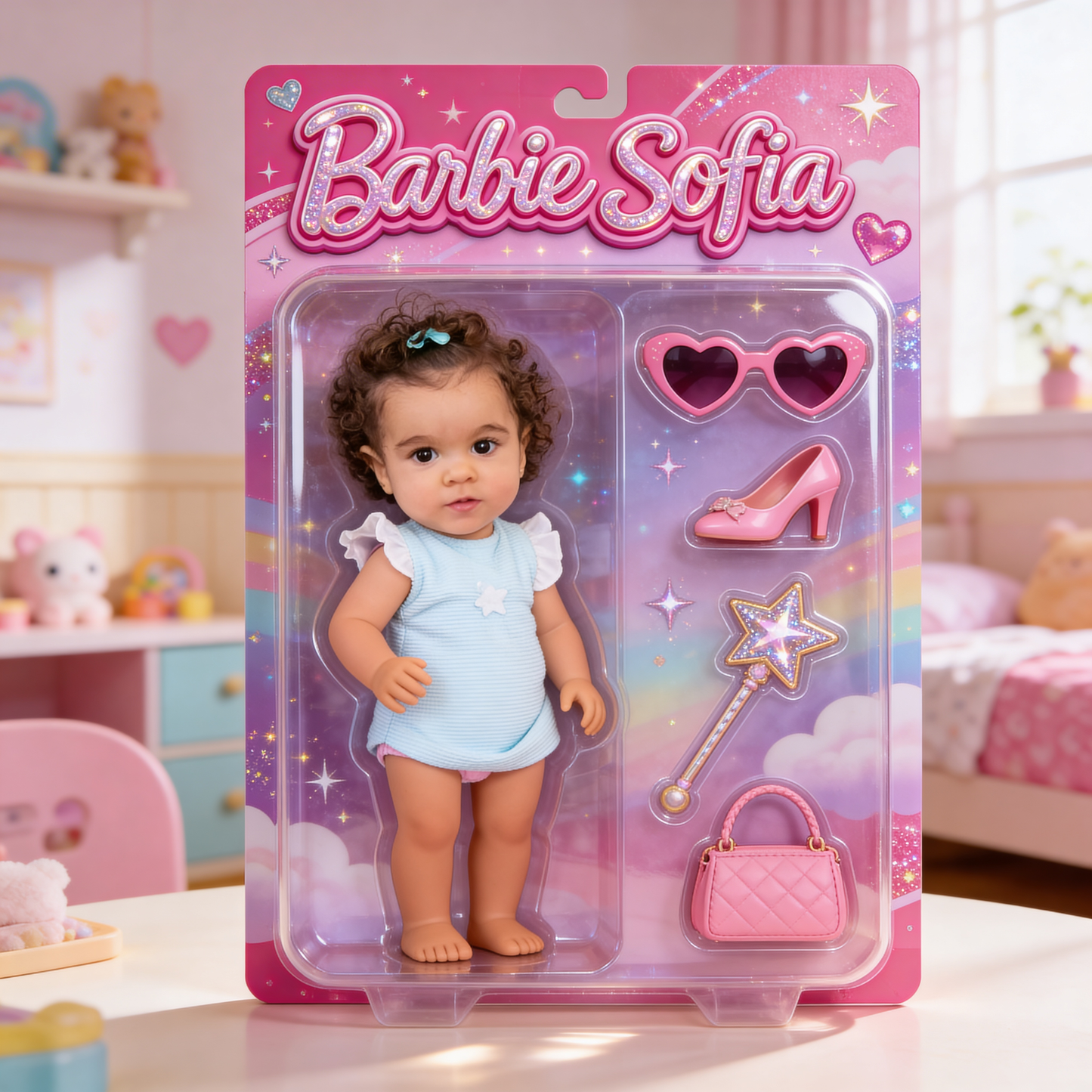 Pretty Doll-style, Gift for Girl - Personalized Kid Custom Shaped Acrylic Plaque
