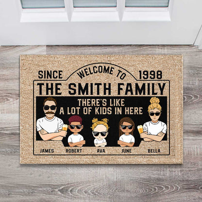 There's Like A Lot Of Kids - Personalized Family Doormat