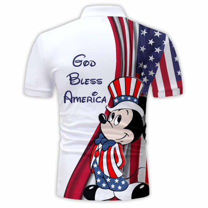 God Bless - Personalized Independence Day Mouse Polo Shirt
