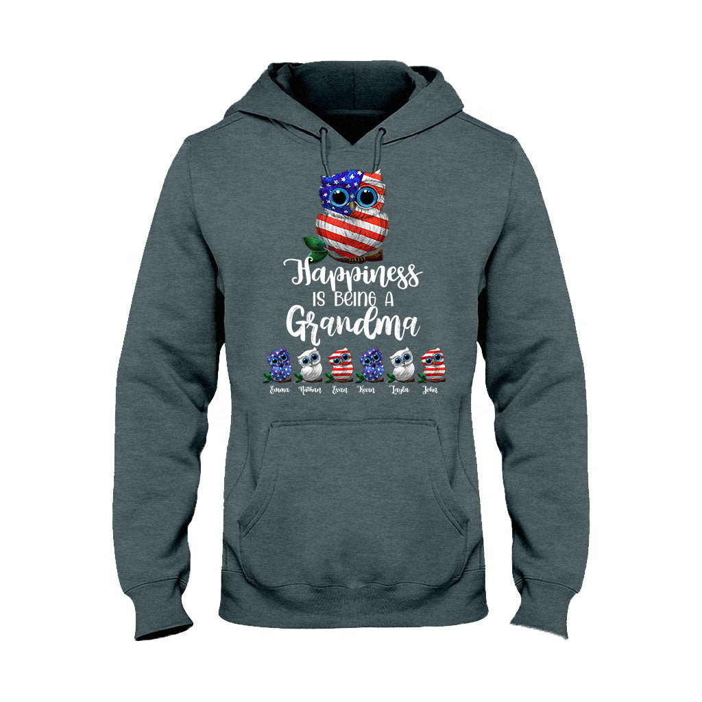 Happiness Is Being A Grandma - Personalized Independence Day T-shirt and Hoodie