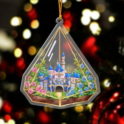 Disneyland Castle - Christmas Mouse Transparent Ornament