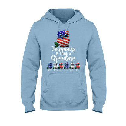 Happiness Is Being A Grandma - Personalized Independence Day T-shirt and Hoodie