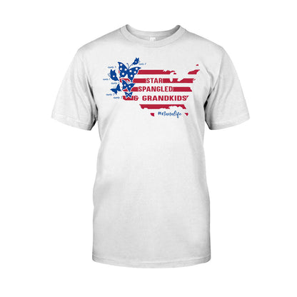 Star Spangled And Grandkids Patriotic - Personalized Independence Day Grandma T-shirt and Hoodie