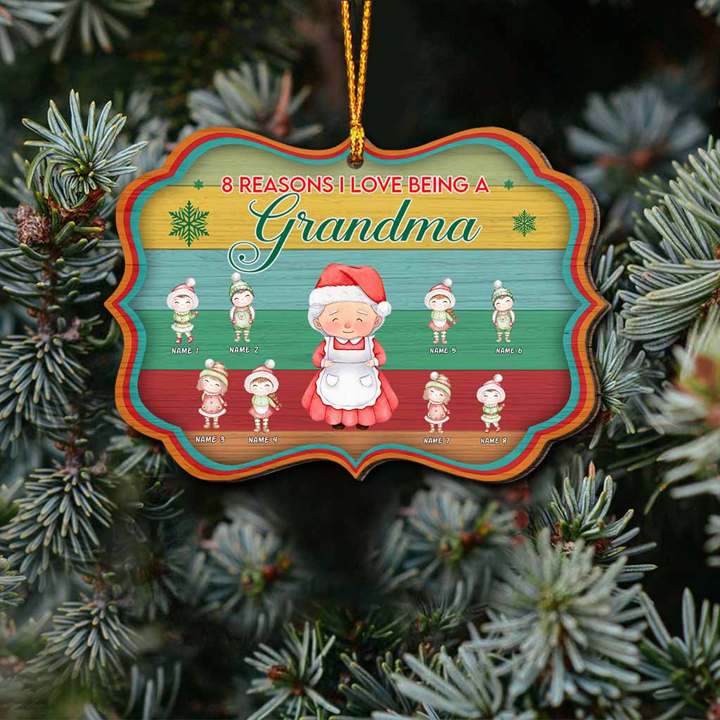 Reasons I Love Being A Grandma - Personalized Christmas Grandma Ornament (Printed On Both Sides)