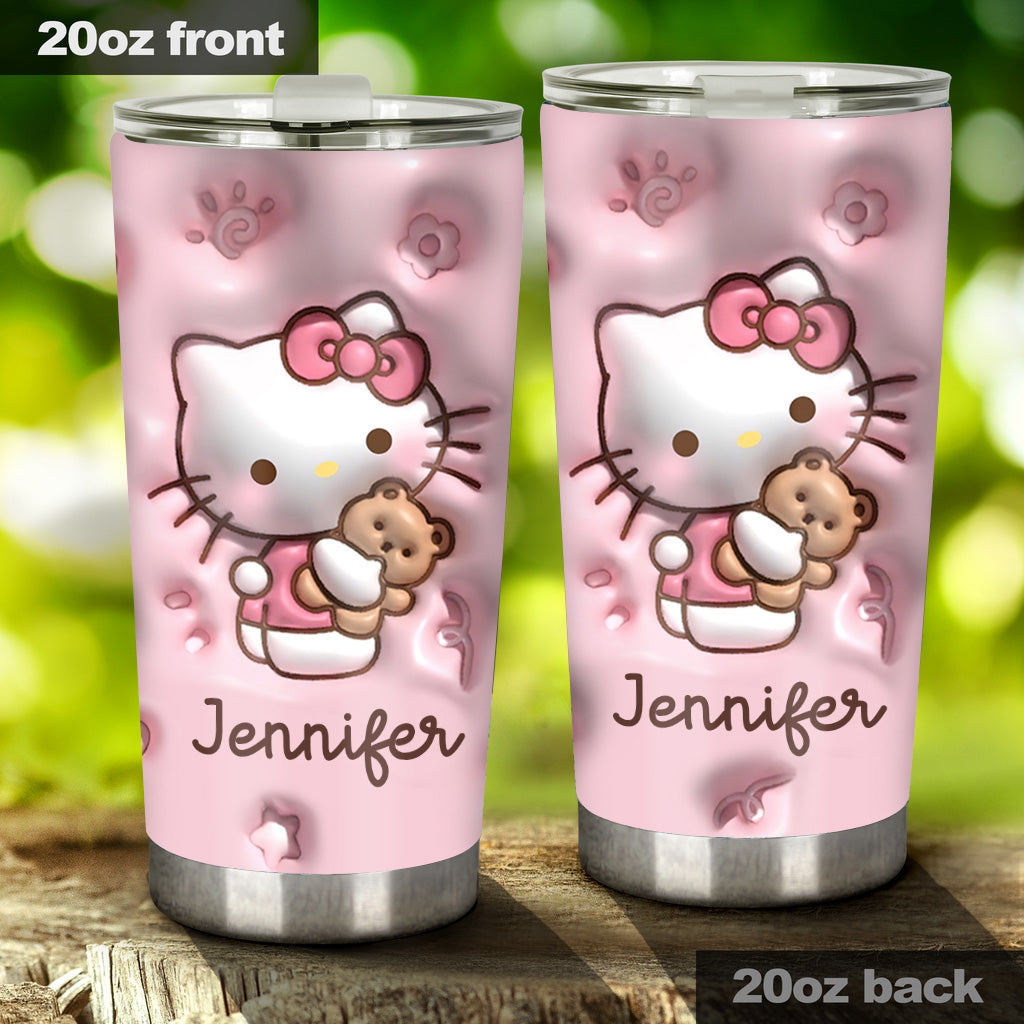 Hello Little Cutie - Personalized White Kitten Tumbler