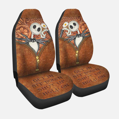 Get In Sit Down - Nightmare Seat Covers With Leather Pattern Print