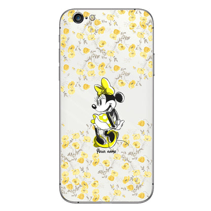 Yellow Floral - Personalized Mouse Clear Phone Case