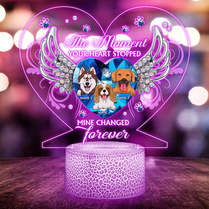 The Moment Your Heart Stopped - Personalized Dog Shaped Plaque Light Base