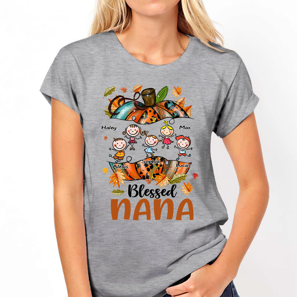 Blessed Nana - Personalized Thanksgiving Grandma T-shirt and Hoodie