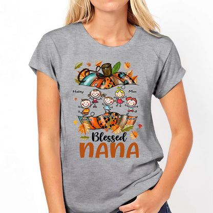 Blessed Nana - Personalized Thanksgiving Grandma T-shirt and Hoodie