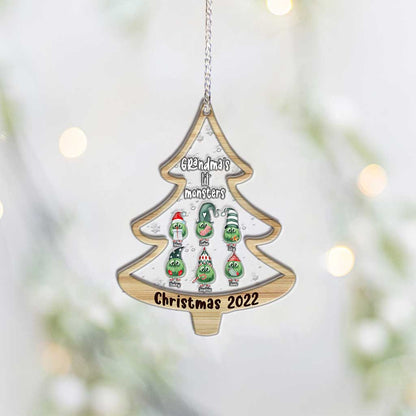 Grandma's Little Monsters - Personalized Christmas Grandma Layers Mix Ornament