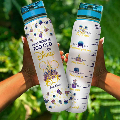 I Will Never Too Old For Magic - Personalized Mouse Water Tracker Bottle