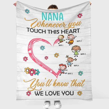 Whenever You Touch This Heart - Personalized Mother's Day Grandma Blanket