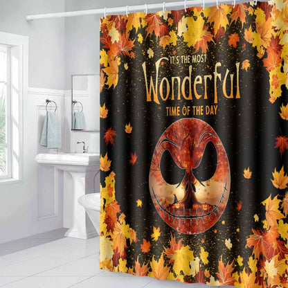 Most Wonderful Time Of The Day Autumn Leaf Nightmare - Fall Nightmare Bathroom Curtain & Mats Set