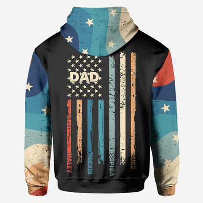 Stars And Stripes - Personalized Independence Day Father All Over T-shirt and Hoodie