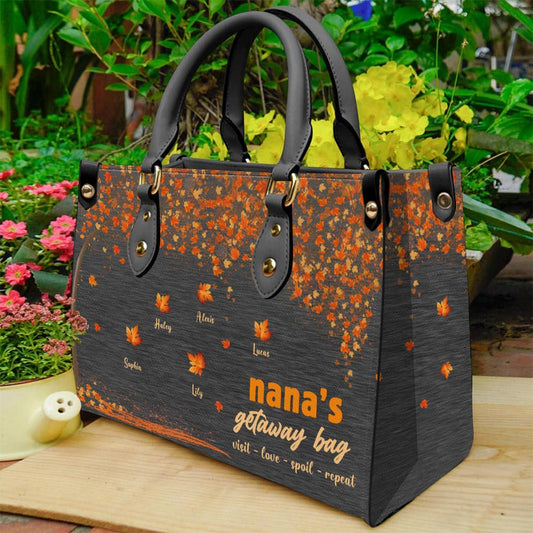 Blessed To Be Called Nana - Personalized Grandma Leather Handbag