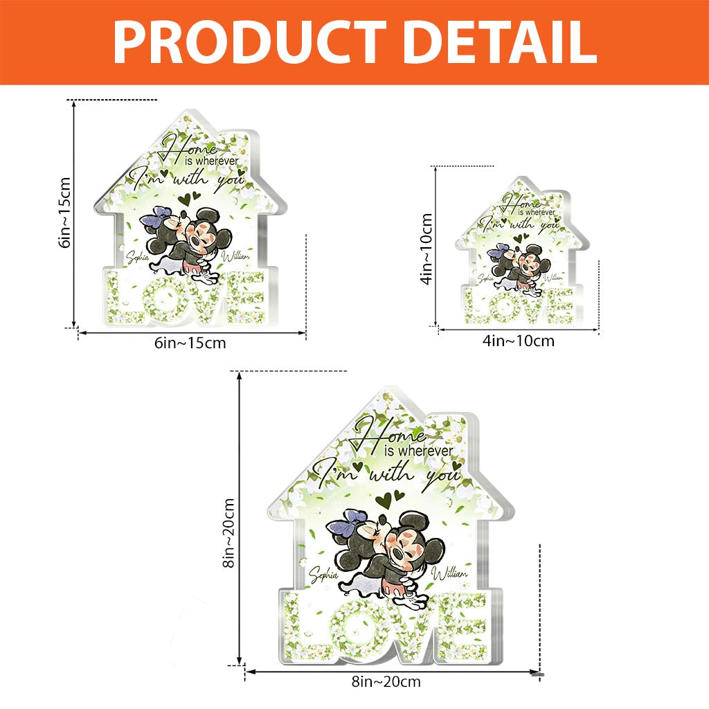 Floral Love Home - Personalized Couple Mouse Custom Shaped Acrylic Plaque