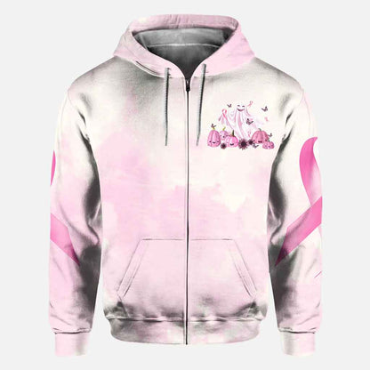 Boo in October We Wear Pink Breast Cancer Awareness All Over T-shirt and Hoodie