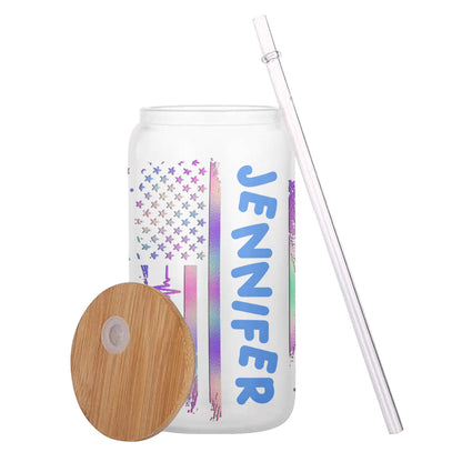 Mouse Ears Stars And Stripes - Personalized Mouse Can Glass