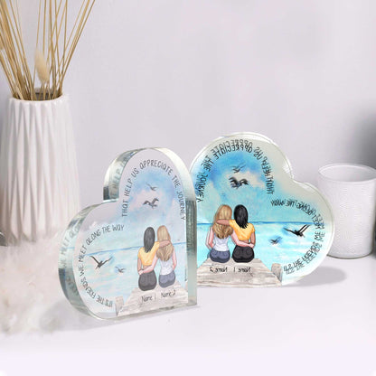 It's The Friends We Meet Along The Way - Personalized Bestie Custom Shaped Acrylic Plaque