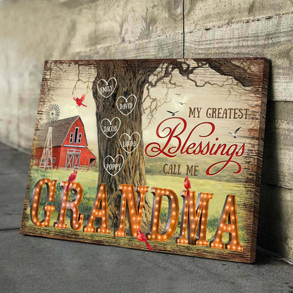 Grandma's Blessings - Personalized Canvas And Poster