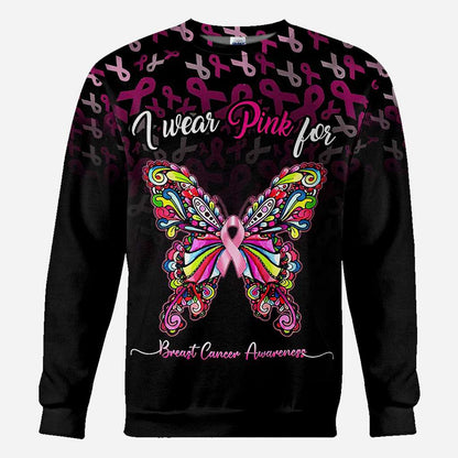 I Wear Pink For Breast Cancer Awareness Butterfly - Breast Cancer Awareness All Over T-shirt and Hoodie 0822