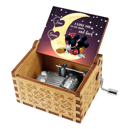 To The Moon And Back - Personalized Mouse Hand Crank Music Box