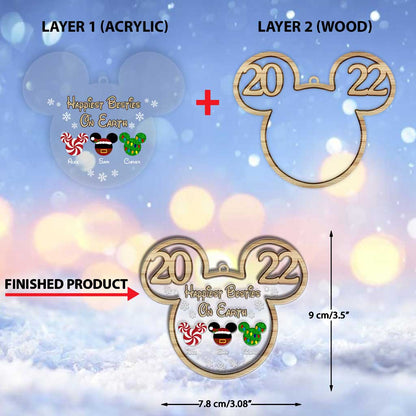 Happiest Besties On Earth - Personalized Christmas Mouse Layers Mix Ornament